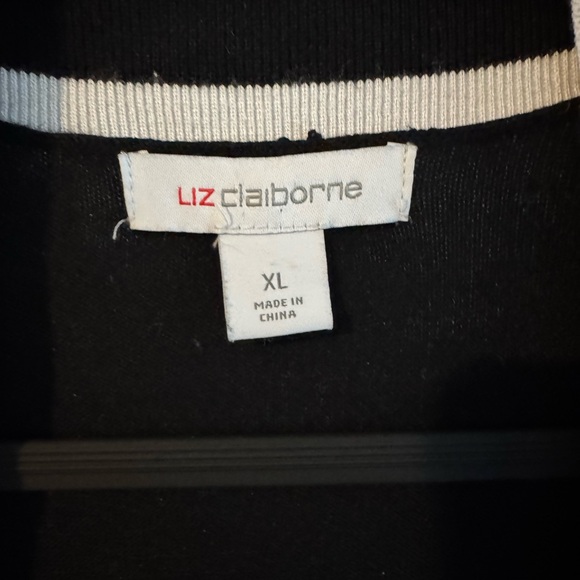 Liz Claiborne Black & Ivory 2-Piece Knit Set Top & Cardigan Size L/XL - Picture 6 of 9